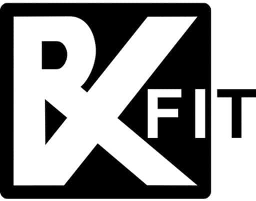 RxFit logo featuring bold letters with "Rx" in a stylized format, representing a personal training service focused on longevity and health improvement.